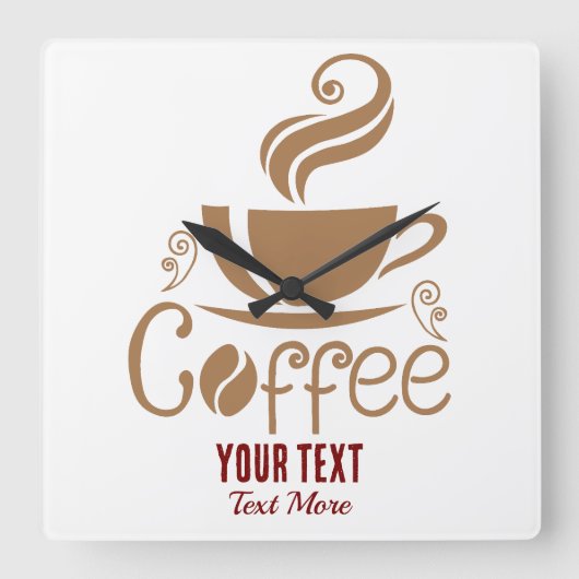 Coffee Lover Design – Minimal Coffee Cup Graphic スクエア壁時計 (正面)