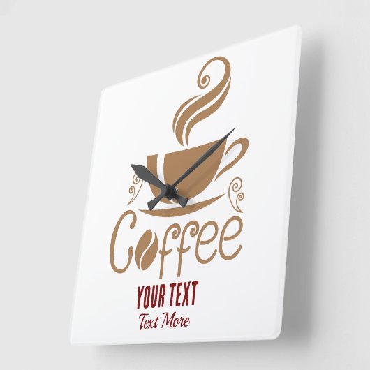 Coffee Lover Design – Minimal Coffee Cup Graphic スクエア壁時計 (傾斜)