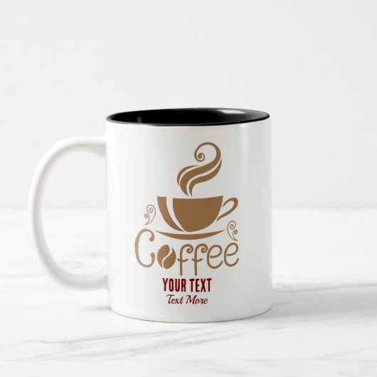 Coffee Lover Design – Minimal Coffee Cup Graphic ツートーンマグカップ (左)