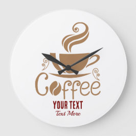 Coffee Lover Design – Minimal Coffee Cup Graphic ラージ壁時計