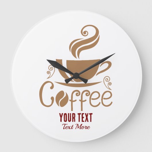 Coffee Lover Design – Minimal Coffee Cup Graphic ラージ壁時計 (正面)