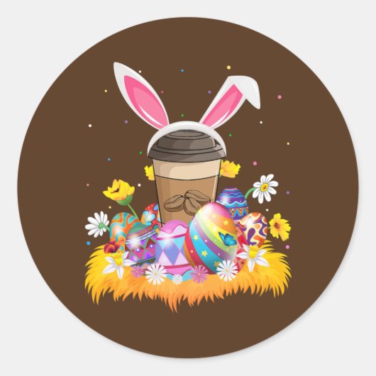Coffee Lover Easter Egg Funny Coffee Easter ラウンドシール (正面)