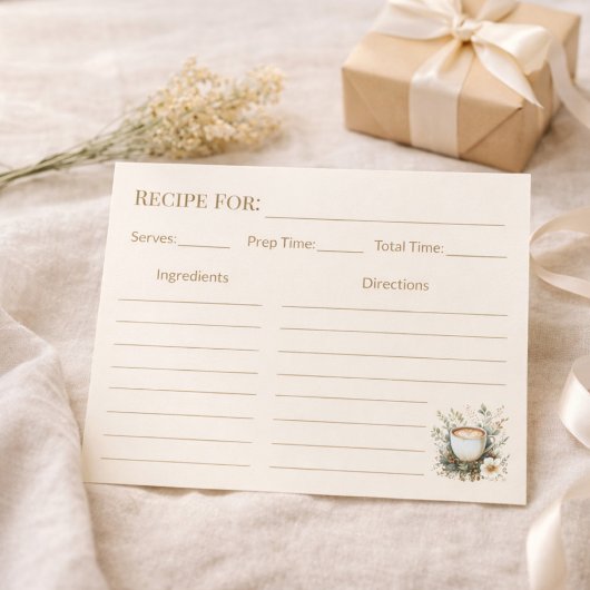 Coffee Lover Kitchen Gift Floral Recipe Card
