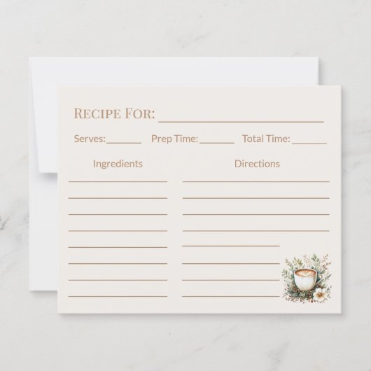 Coffee Lover Kitchen Gift Floral Recipe Card (正面)