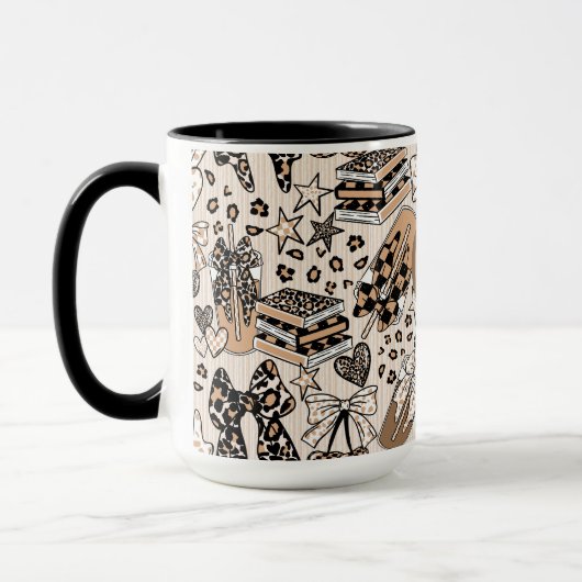 Coffee Lover Leopard Print Mug マグカップ (左)