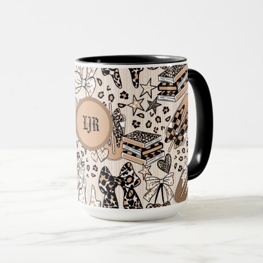 Coffee Lover Leopard Print Mug マグカップ (正面右)