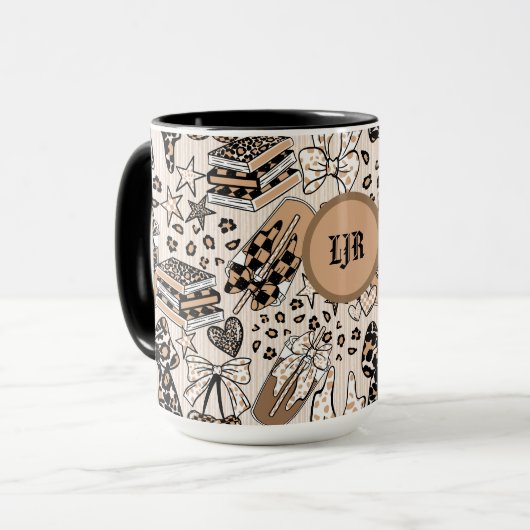 Coffee Lover Leopard Print Mug マグカップ (正面左)