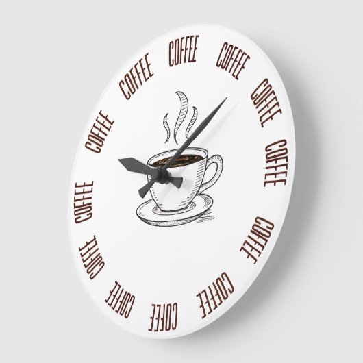 Coffee Lover Minimal Wall Clock – Modern  ラージ壁時計 (傾斜)