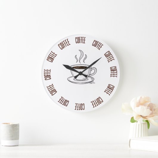 Coffee Lover Minimal Wall Clock – Modern  ラージ壁時計 (ホーム)