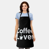 Coffee Lover Minimalist Typography Black Apron エプロン (着用した状態)