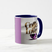 Coffee Lover Modern Purple Blue Mug マグカップ (正面右)
