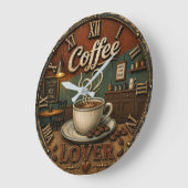 Coffee Lover Rustic Shop ラージ壁時計 (傾斜)