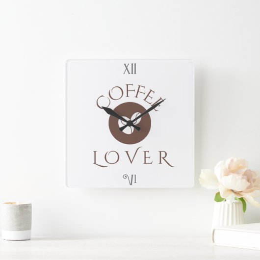 Coffee Lover Throw Pillow – Cozy Home Décor Gift スクエア壁時計 (ホーム)