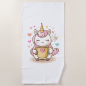 Coffee Lover Unicorn (1) ビーチタオル (正面)