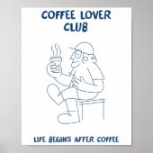 Coffee Lover Wall Art Poster Minimalist Line Art ポスター (正面)