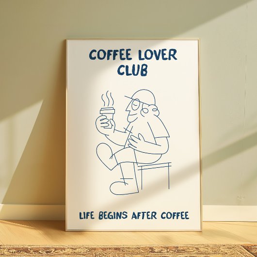 Coffee Lover Wall Art Poster Minimalist Line Art ポスター