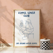 Coffee Lover Wall Art Poster Minimalist Line Art ポスター