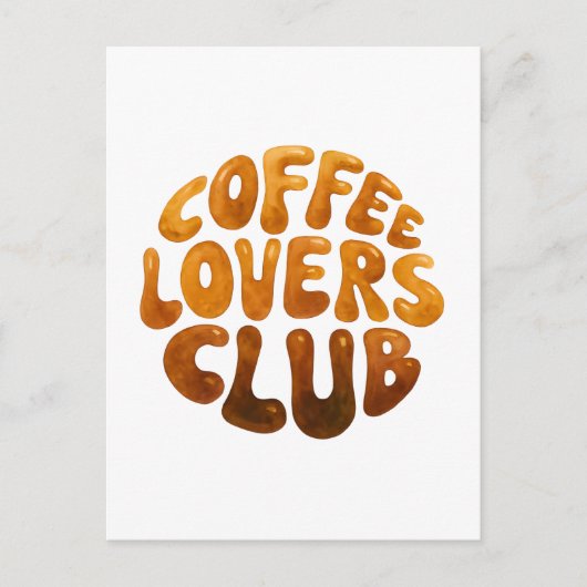 Coffee Lovers Club Wall Art, Whimsical Typography  ポストカード (正面)