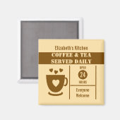 Coffee lovers custom name peach brown マグネット (正面/裏面)