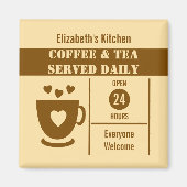 Coffee lovers custom name peach brown マグネット (正面)
