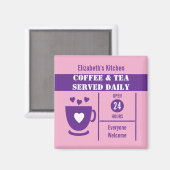 Coffee lovers custom name pink purple マグネット (正面/裏面)