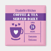 Coffee lovers custom name pink purple マグネット (正面)
