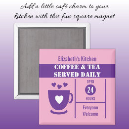 Coffee lovers custom name pink purple マグネット