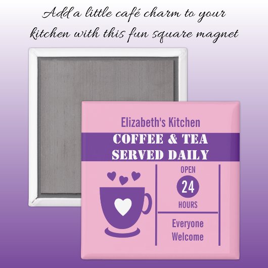 Coffee lovers custom name pink purple マグネット