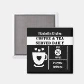 Coffee lovers custom name white black マグネット (正面/裏面)