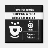 Coffee lovers custom name white black マグネット (正面)
