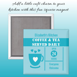 Coffee lovers custom name white blue マグネット