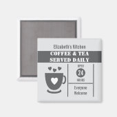 Coffee lovers custom name white grey マグネット (正面/裏面)