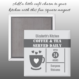 Coffee lovers custom name white grey マグネット