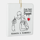 Coffee Lovers First Christmas Engaged セラミックオーナメント (右)