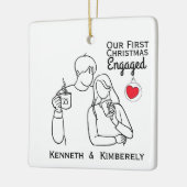 Coffee Lovers First Christmas Engaged セラミックオーナメント (左)