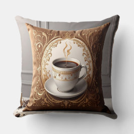 Coffee Lover's Haven Throw Pillow - Luxurious Pill クッション