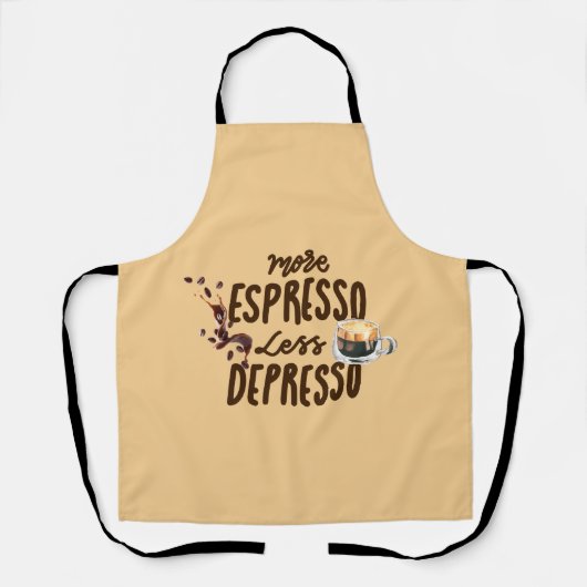 Coffee Lovers More Espresso Less Depresso エプロン (正面)