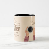Coffee Lover's Mug Start Your Day with a Warm Sip ツートーンマグカップ (中央)