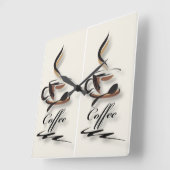 Coffee Lovers Wall Clock – Two Cups of Coffee & Co スクエア壁時計 (傾斜)