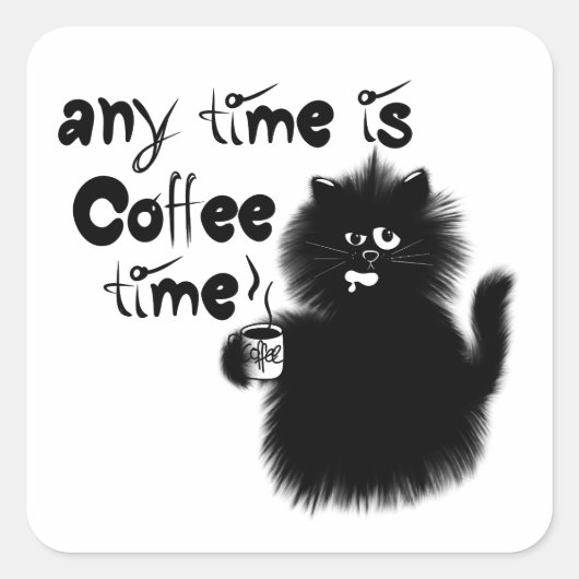 Coffee loving cat スクエアシール (正面)
