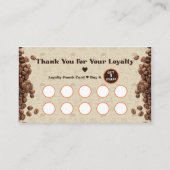 Coffee Loyalty Punch Card Brown Cafe Style ロイヤリティカード (正面)