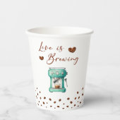 Coffee Machine Love is Brewing ブラウン・ブライダルシャワー 紙コップ (正面)