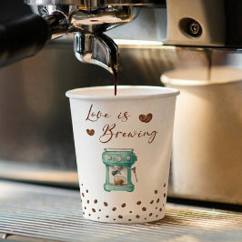 Coffee Machine Love is Brewing ブラウン・ブライダルシャワー 紙コップ