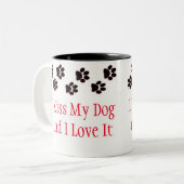 Coffee Mag-Iキス私の犬と私はそれを愛する ツートーンマグカップ (正面左)
