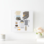 Coffee Maker Tools スクエア壁時計 (ホーム)