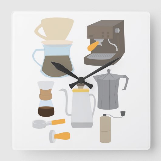 Coffee Maker Tools スクエア壁時計 (正面)
