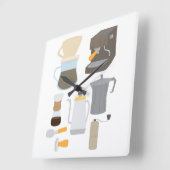 Coffee Maker Tools スクエア壁時計 (傾斜)