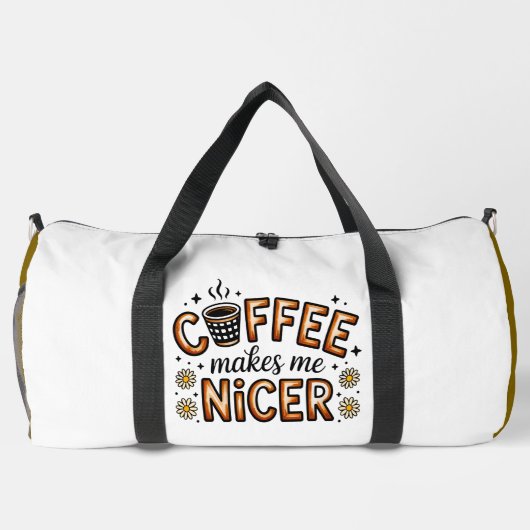 Coffee Makes Me Nicer Daisies ダッフルバッグ (裏面)
