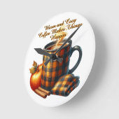 Coffee Makes Things Happen ラウンド壁時計 (傾斜)