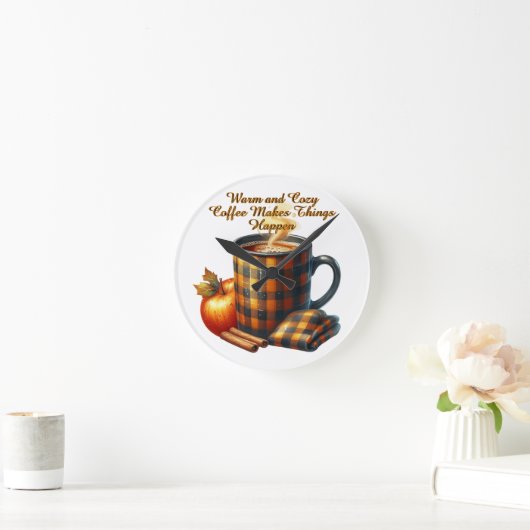 Coffee Makes Things Happen ラウンド壁時計 (ホーム)